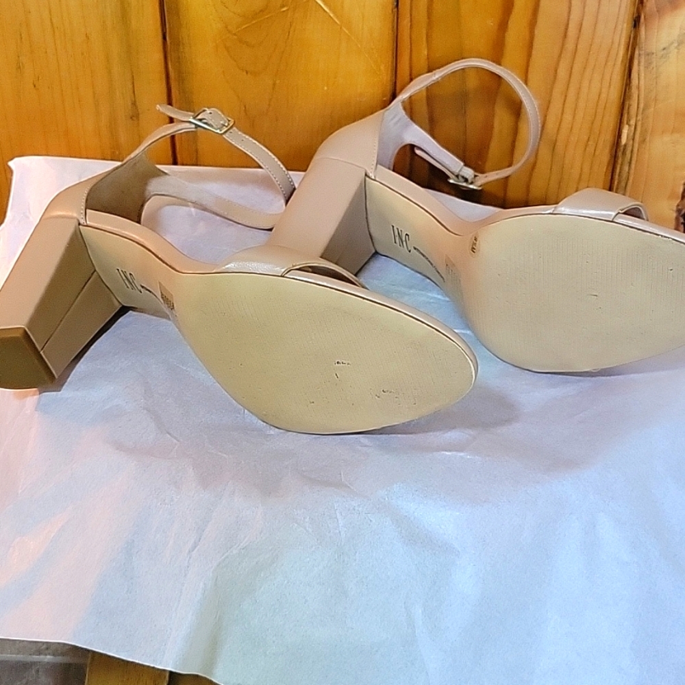INC International Concepts Tan Block Heel Sandals - Picture 3 of 7